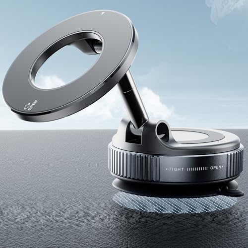 REOKILY 2027 Upgraded Suction Cup Phone Mount Nano Gel 360° Vacuum Magnetic Car Phone Holders for Your Car 110LBS Reinforced Mount for MagSafe Gym/Mirror for iPhone & Android