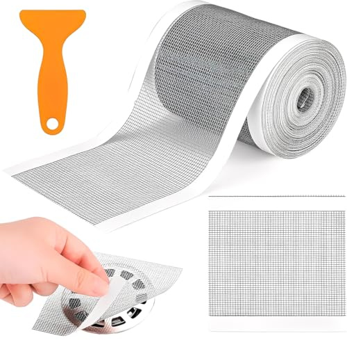 YOFDAL Capelli Cattura Adesivi a Rete, Filtro di Scarico per Doccia Raccogli Capelli Doccia con Pala Pulizia Canaline Doccia Bagno Cucina (12cm*2m)