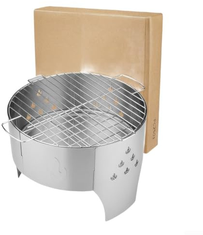 Portable Stainless Steel Campfire Grill with Folding Design for Outdoor Wood and Charcoal BBQ Cooking