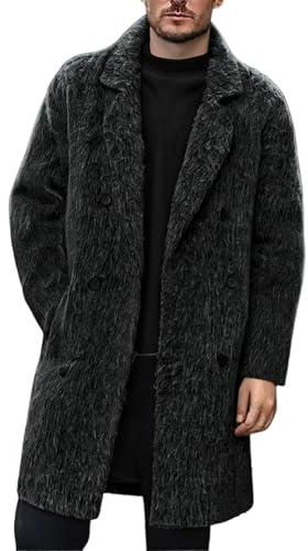 Cappotto lungo, giacca anorak di media lunghezza, cappotto invernale termico antivento con cappuccio per attività all'aperto, Nero , XXL