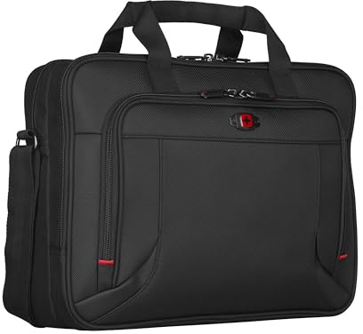 WENGER Prospectus Laptop-Tasche zum Umhängen, Notebook bis 16 Zoll, Tabletfach bis 10 Zoll, Aktentasche, Organizer, 15 l, Damen Herren, Büro Business-Reisen Uni, Schwarz, 600649