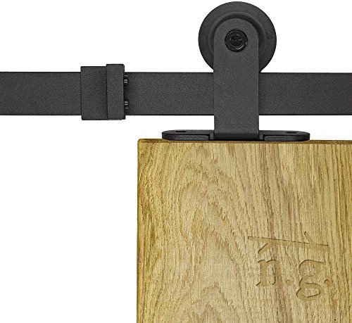 1x Natural Goods Berlin sistema de puerta corredera MODELO T, lacado en polvo, 2m o 4m, puerta de granero, puerta de cocina, separador de ambientes, herrajes, Barn Door (Negro, Modelo T 400)