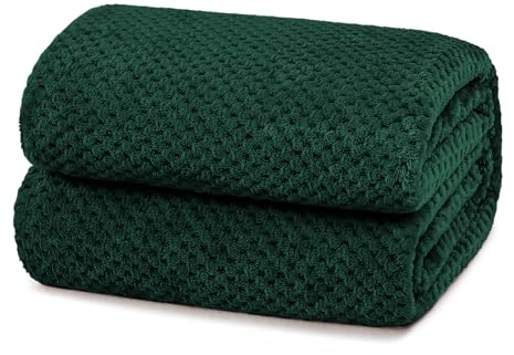 Yebeda Plaid Couverture Polaire, Jeté de Canapé en Flanelle, Vert Foncé 220 x 240 cm, Couverture de Lit Doux et Chaud pour Toutes Les Saisons