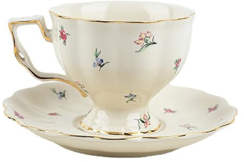 Keramik Kaffeetassen Mit Untertassen Set, Vintage Teetassen Espressotassen Cappuccinotassen Set Aus Porzellan, Europäischer Stil Teeservice Tassen Mit Unterteller Für Tee, Kaffee, Cappuccino