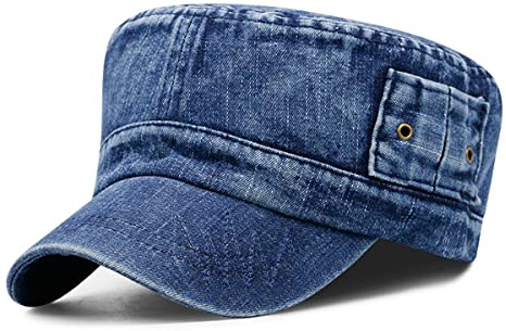 Unisex justerbar denimhatt andningsbar armékeps solhatt för män kvinnor, utomhus avslappnade kepsar snygg baseballkeps med andningshål för shopping dans löpning camping sport blå – ingen fåll
