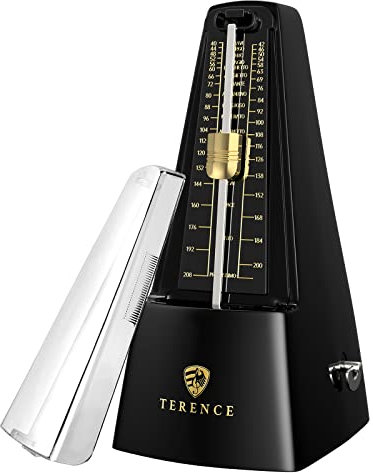 TERENCE Mechanisches Metronom für Gitarre Bass Klavier Violine Bass Metronom mit präziser Bewegung mit hoher Präzision Traditionelle Pyramide für Anfänger Erwachsene und Kinder Schwarz