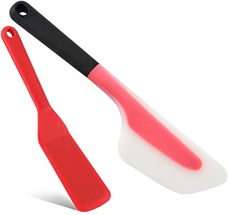 Silicone Spatula Omelette Spatula Crepe Turner Pancake Spatula Small 2 Pieces Silicone Spatula for Cooking Burger Egg Pizza Steak Omelette Crepes