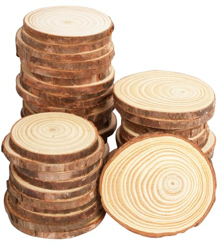 CUWELT 50Pcs Natural Wood Slices for Crafts, 6-7cm Unfinished Log Slices Non-Drill, Wooden Circles Round Wooden Discs for Craft Christmas Decorations Ornaments DIY Arts Wedding Coaster