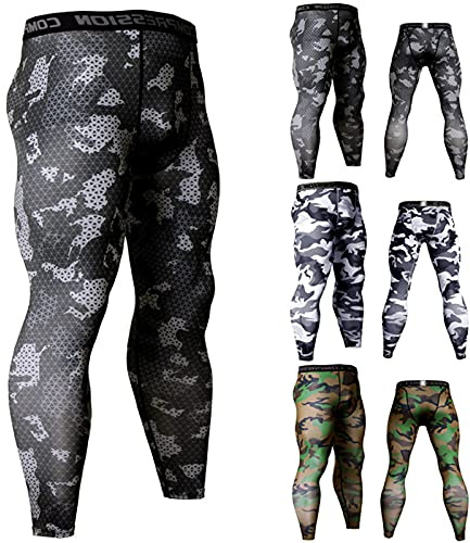 Legging Homme Sport Leggings Camouflage Long Tight sous-Vêtement Fonctionnel Homme Pantalons de Collant Sport Homme Base Layers et Compression de Sport Homme Vêtements de Running Leggings Thermique