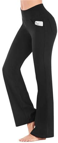 flintronic Bootcut yogabyxor för kvinnor, damer stretch bootleg-byxor, hög midja utsvängda leggings med fickor, magkontroll arbetsbyxor för arbete, sport och fritid
