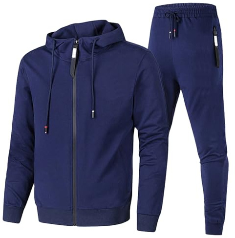 LinRim Tuta da uomo, tuta da ginnastica, tuta da casa, pullover Y2K, hoodie e pantaloni larghi in cotone, jogginghose lunga, pantaloni da allenamento, tuta sportiva, tuta da tempo libero, set tuta da
