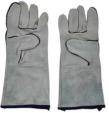 Guanti elettrici per saldatura in pelle bovina, guanti da saldatore per camino, barbecue, stufa, guanti da lavoro per saldatura, da uomo, in pelle di vacchetta, 35,5 x 14,5 cm