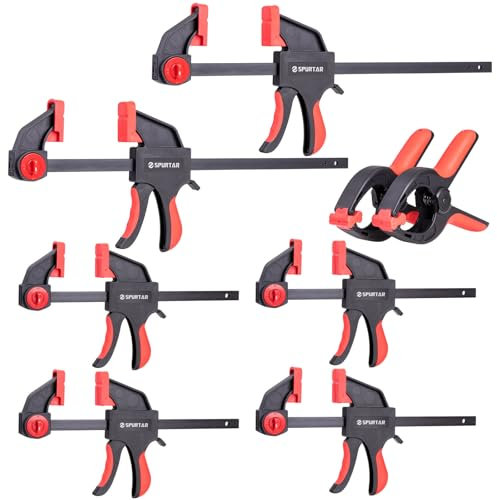 Spurtar 8 pinzas sargentos carpintero 150 mm y 300 mm, abrazaderas de resorte de 150 mm cierre rápido pinzas de carga pesada para carpintería, trabajos de metal, manualidades, proyectos domésticos