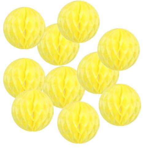 PATIKIL 4 Pompon Di Carta Igienica Fiori A Pallina, 10 Pezzi Decorazione Appesa A Palline Di Fiori Di Carta Per Compleanno Matrimonio Casa Sfondi Decorativi, Giallo