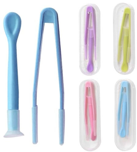 BRDTKUGV 4 Pcs Contact Lens Remover, Contact Lens Remover Tool, Portable Contacts Lenss Removers Tools with Tweezers Suction Stick, for Travel and Daily Use(Pink, Purple, Blue, Yellow)