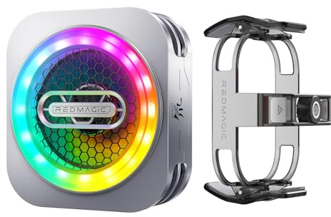 Nubia 6 Pro Magnetico Raffreddamento Telefono per Gaming, 30W Ventola di Raffreddamento Con Clip Supporto per Magic Arm e Treppiedi, Dissipatore Grafene Luce RGB per iPhone/Android Smartphone Cooler