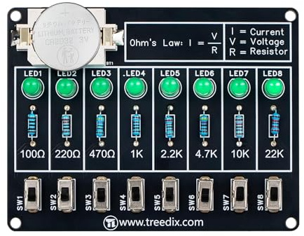 Treedix Kit di pratica di saldatura, circuito di apprendimento elettronico fai da te scheda di saldatura, scheda di apprendimento resistore, kit di saldatura progetti per apprendimento della corrente