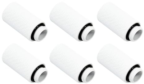 Dracaena.io - Confezione da 6 estensori da maschio a femmina, filettatura G1/4, altezza 30 mm, raccordi a compressione in ottone con O-ring per circuito di raffreddamento a liquido per PC, bianco