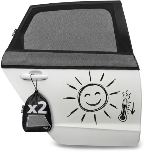 Upgrade4cars 2 x Parasole Auto per Bambini con Protezione UV UPF 15 | Pellicola Sottile Rete per Finestrini Laterali | Oscurante Interno Finestrini Auto Bambini