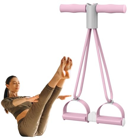 Dewireaey Tirador De Tobillo con Pedal - Bandas De Estiramiento para Yoga,Equipo De Ejercicio con 4 Tubos para Cintura Piernas Brazos Abdomen Adelgazamiento Entrenamiento Fitness Estiramiento En Casa