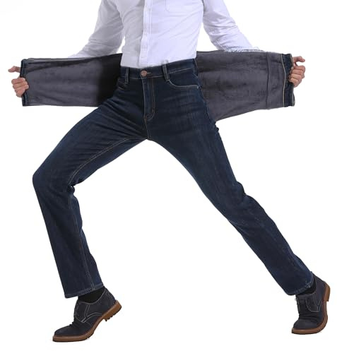 ziilay Termojeans herr termobyxor snöbyxor fodrade vinterbyxor vinterjeans med fleece fodrade byxor, 6557h blå, 36W / 28L