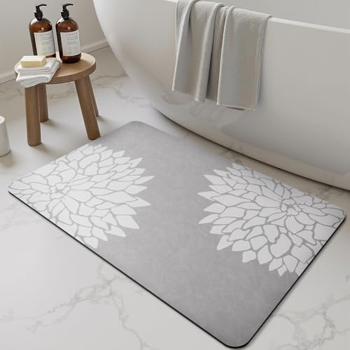 SIXHOME Alfombrilla de baño Antideslizante y antimoho súper Absorbente de Secado rápido 40 * 60cm Gris Claro