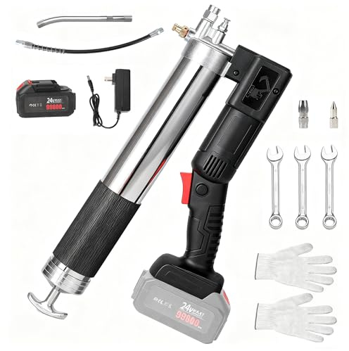 UEXEDO Pompe a Graisse Electrique 12000PSI avec Tuyau Pistolet à Graisse sans Fil pour Cartouches de 400g et Beurre en Vrac de 500g pour Voitures Machines Construction Chantiers Navals etc