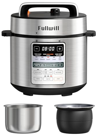 Fullwill Dual-Pot​ Electric Pressure Cooker,12-in-1 Multi Cooker with 6QT Stainless Steel & 5QT Ceramic Pot,Olla de Presion for Pressure,Rice,Meat Stew,Yogurt Maker