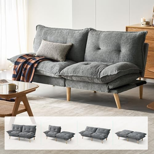 LINSY HOME Sofa mit Schlaffunktion, 3 Sitzer Sofa mit Bettfunktion, Klappsofa Sofa 3 Sitzer, Schlafsofa mit Verstellbarer Rückenlehne Armlehnen (Dunkelgrau)