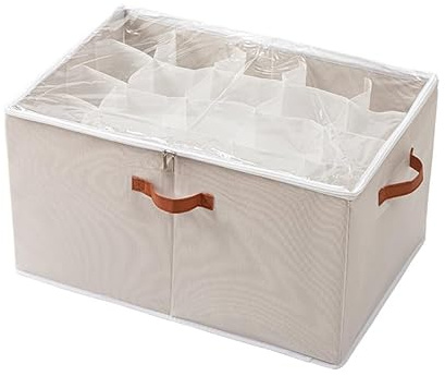 ZUMLLOMA Organizzatore per scarpe, Shoe Organizer con coperchio, Scatole per scarpe pieghevoli, Divisori regolabili per Shoe Organizer Storage Box, adatto per fino a 20 paia con manici, per