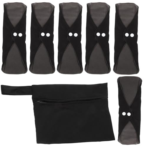 BIUDECO Toallas Sanitarias Reutilizables para Mujeres, Set de Compresas Lavables de Material Sintético, Cómodas y Negras, Ideales para Uso Diario y Maternidad