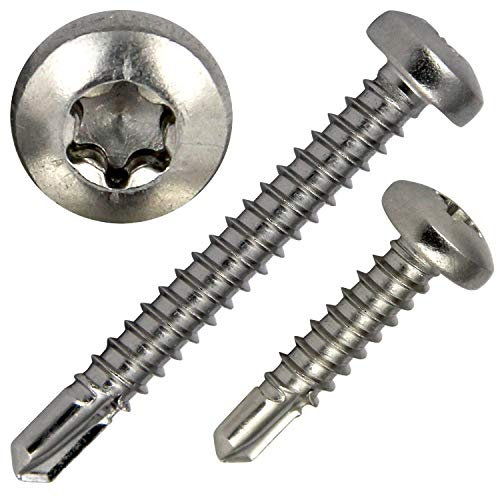PROTECH 200 Stück Bohrschrauben 4,8x16mm aus Edelstahl A2/V2A Torx-Antrieb Linsenkopf-Schrauben DIN 7504 Blechschrauben TX Innensechsrund