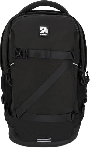 Audetic Schulrucksack Mädchen & Jungen Teenager Schwarz - Cosmo - Schulranzen für Klasse 5 - Ergonomische Schultasche mit vielen Fächern für Schule & Freizeit - Wasserabweisend