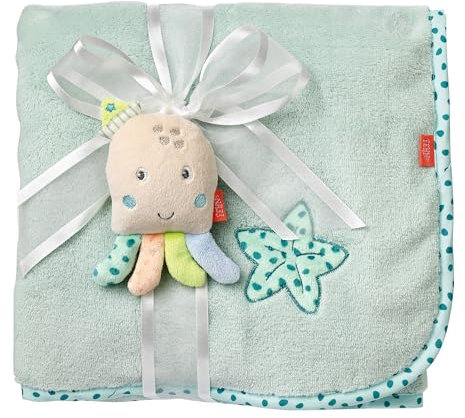 Fehn 054811 Kuscheldecke Oktopus – Kuschelige Schmusedecke - zum Kuscheln, als Krabbelunterlage, Schnuffeltuch oder Zudecke für zuhause und unterwegs