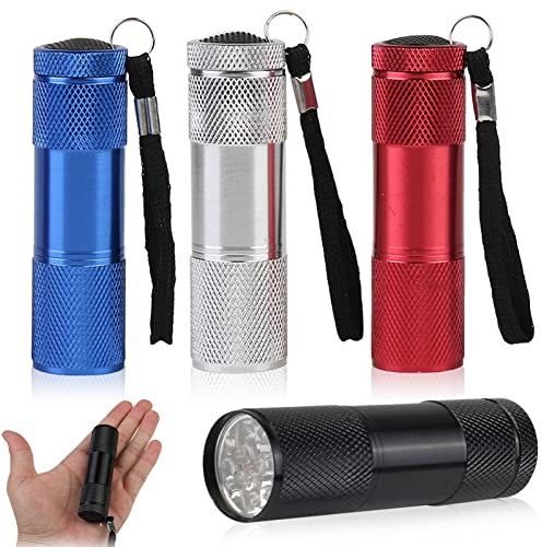 Mini Lampe Torche LED, Sylanda 4 Pack Aluminium Lampe de Poche Enfant IP65 Étanche Lampe Torche avec Lanyard pour Camping Randonnée Outdoor Garçons Filles （Lumière blanche)