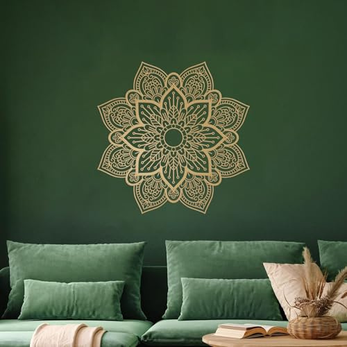 Resama Großes Metall Rundes Mandala Wanddekor, Einzigartige Lotusblume Wanddekoration für Wohnzimmer Schlafzimmer Badezimmer Korridor Haus Zimmer und Büro Dekoration