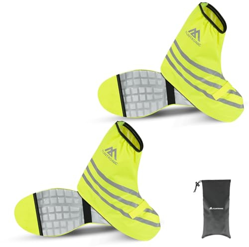 flintronic 2 Paia Copriscarpe da Ciclismo Impermeabili, Copriscarpe da Bicicletta Unisex, Copriscarpe Regolabili con Parapioggia con Catarifrangenti per Ciclismo, L