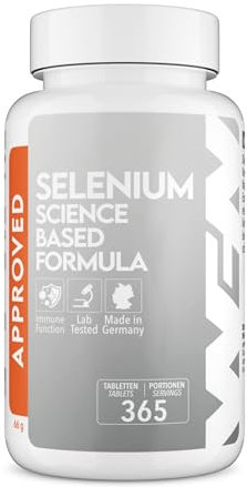 WFN Approved Selenium - Selen Komplex - 365 Tabletten je 200µg - Komplex aus Natriumselenit, Selenmethionin & Selenhefe - vegan, hochdosiert - Produziert & laborgeprüft in Deutschland