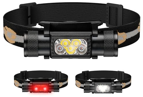 Sofirn H05B Stirnlampe mit Rotlicht - Super hells Stirnlampe Led USB C Wiederaufladbar, Weiß Rot Wasserdicht Kopflampe Helmlampe, Leicht Langlebig Kopflicht für Joggen Camping, Gassi Gehen, Angeln