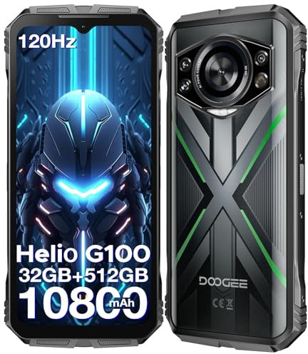 DOOGEE S Cyber Pro Outdoor Handy 32GB+512GB(2TB), 50MP+32MP+Nachtsehen 20MP Outdoor Smartphone Ohne Vertrag Android 14, 6.6 FHD+ 120Hz, 10800mAh/33W Baustellenhandy, IP68/ NFC/ 4G Dual SIM/OTG/GPS