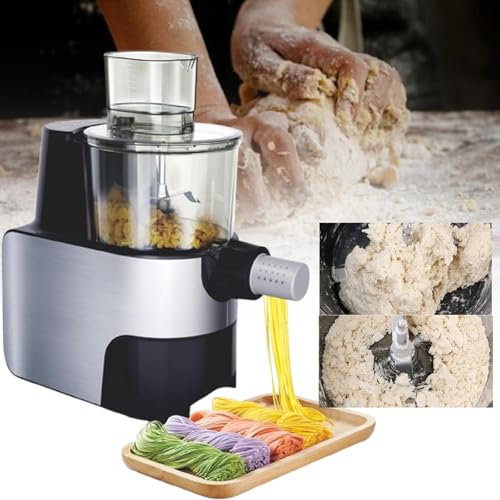 MáQuina Para Hacer Pasta AutomáTica EléCtrica De 450 W, Amasadora, Prensadora Y Cortadora En Uno, MáQuina Para Hacer Fideos Caseros De 1,5 L Para Hacer 9 Formas De Envoltorios De Pasta,Black