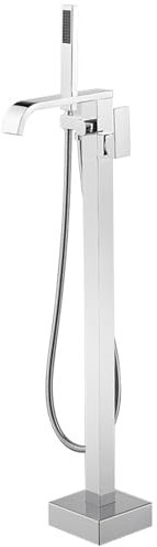 BiaoTeng Grifo de Bañera Exenta en Cascada Monomando Latón Frio y Caliente Grifo Bañera al Suelo Cromo