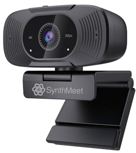 SynthMeet 4K Webcam for PC, 1080P@60FPS, 4K Camera with Noise-reducing Microphone, 92°FOV, 8MP USB Webcam Plug and Play, Privacy Cover, Works Perfect for Meeting Platform Zoom/Teams/Skype/Google Meet