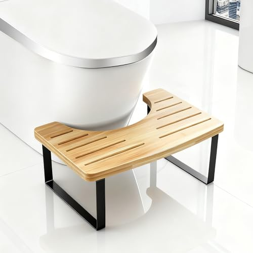 Turmegtt Toilettenhocker, Holzfarbe Toilettenhocker Erwachsene für Bequeme Ausscheidung, Squatty Potty Kackhocker Toiletten Hocker mit Rutschfester Tritt, 39.97*19.98*17.01cm Einheitsgröße WC Hocker