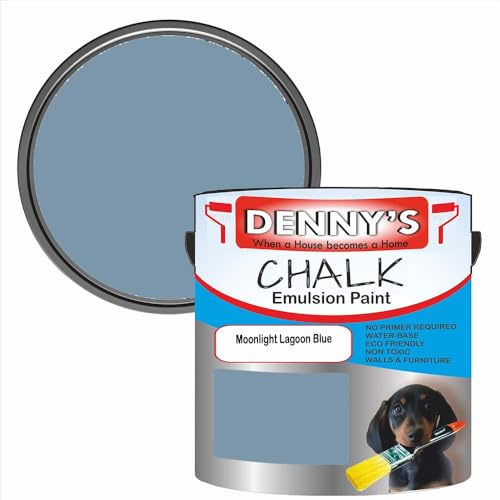 SCOOBYS PAINTS BACK IN THE MIX Chalk Emulsion Matt Paint, Water-Based, No Primer Required, For Walls and Furniture Pastel Blue, (Moonlight Lagoon Blue, 250Ml Tin)
