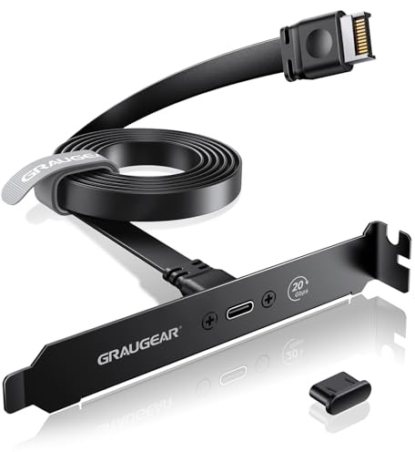 GRAUGEAR Cable adaptador de placa base USB-C en el panel frontal, 20 Gbps, cable de extensión de encabezado USB Type-C, USB C a USB 3.2 Gen2x2 tipo E Key-A, conector de 20 pines con soporte PCI, 60 cm