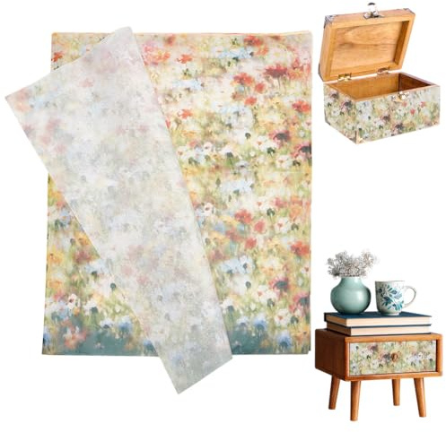 UNICRAFTALE Papel Decoupage Jardin de Monet 20 Hojas Grandes Vintage Floral Papel de Arroz Impreso Decorativo para Muebles Album de Recortes 70.1x49.5 cm