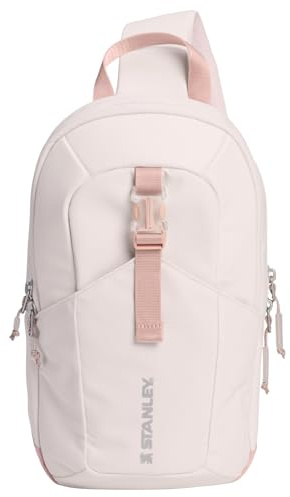 STANLEY Vitalize Shoulder Bag | Hydration Strap with Zipper Drink Compartment | Adjustable Strap | Multiple Storage Pockets | Sustainable Recycled Fabric | Rose Quartz