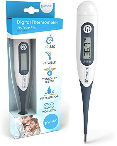 iProven Oral Thermometer, Measures in 10 Seconds with Flexible tip and Fever Alarm, Digital Medical Thermometer for Adults, Kids and Toddlers - DTR-1221R