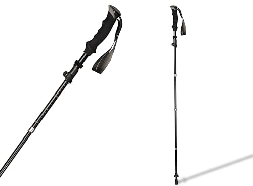 Bastón Trekking Aluminio Negro Plegable y Extensible 100-115cm (544F)